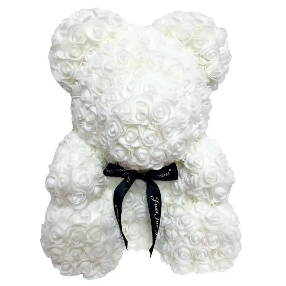 Прямая поставка 25 см/40 см искусственные цветы розы медведь подарок на день Святого Валентина подарок подруге подарок на день рождения романтические украшения - Цвет: White