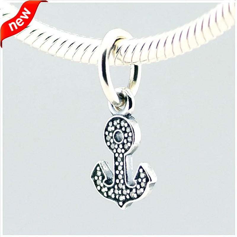 

Anchor dangle charms 100% 925 Sterling Silver Clear Cz Charm Beads for Jewelry Making Fit Bracelets & Necklace Diy PF229