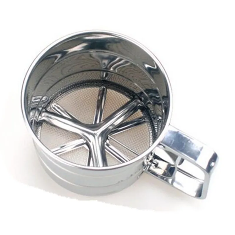Stainless Steel Flour Sieves Shaker Dia 10.5x H 9.5cm 24 Mesh Single Layer Cup Shape Coffee