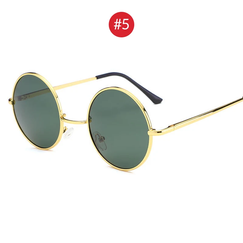 VIVIBEE классические Поляризованные круглые металлические солнцезащитные очки, повседневные солнцезащитные очки для женщин, Ретро стиль, UV400, мужские черные оттенки,, трендовые очки - Цвет линз: 5 Gold Jasper
