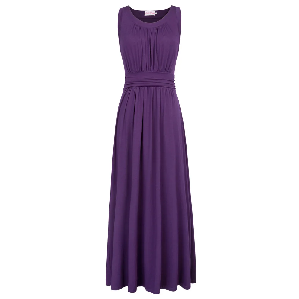 long purple dress 2 Belle poque без рукавов Макси платья Лето г. элегантные женские Костюмы ретро сплошной Цвет хлопок-Line черный Винтаж длинное платье - Цвет: long purple dress 2
