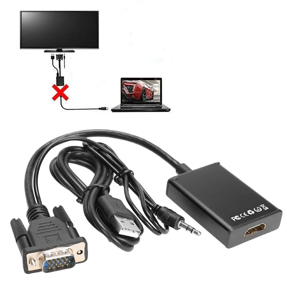 Новый HD + Аудио ТВ AV HDTV Видео кабель конвертер адаптер аудио провод VGA выход HDMI 1080P