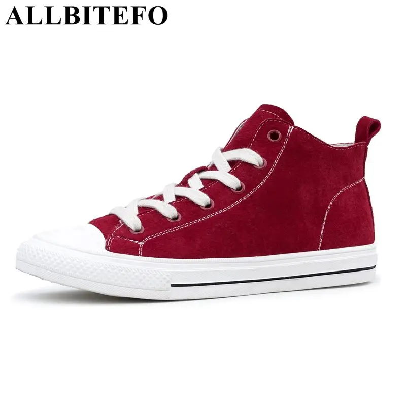 

ALLBITEFO brand soft natural genuine leather women flats fashion casual sneakers wedge sneakers for women girls shoes sneaker