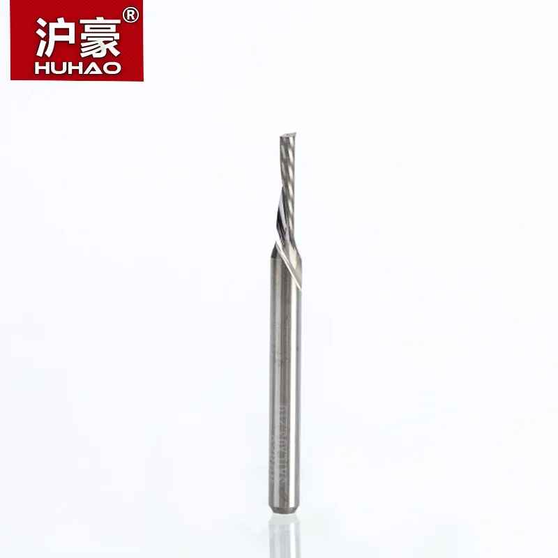 HUHAO 1pc 3.175mm Left Spiral milling cutter down cut one Flute router bit CNC end mill carbide milling cutter Accessories T