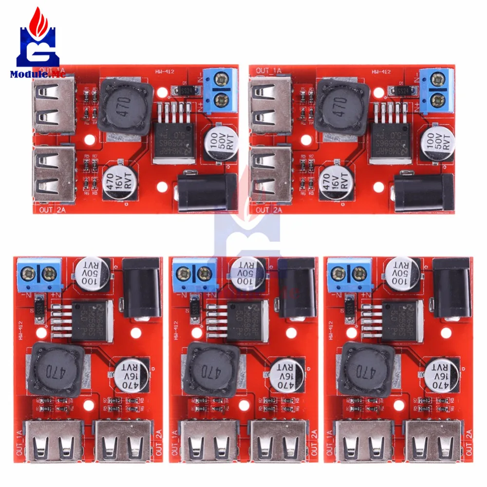 LM2596 LM2596S двойной USB преобразователь 9 В 12 24 36 до 5 3 А понижающий плата автомобильное