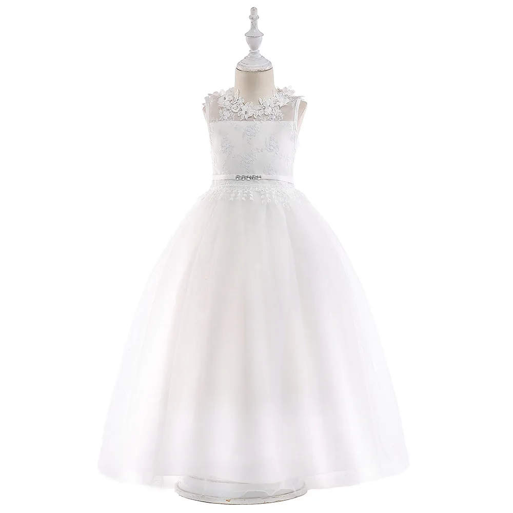Из США; кружевное пышное белое платье с цветочным узором для маленьких девочек; свадебные вечерние платья для первого причастия для девочек