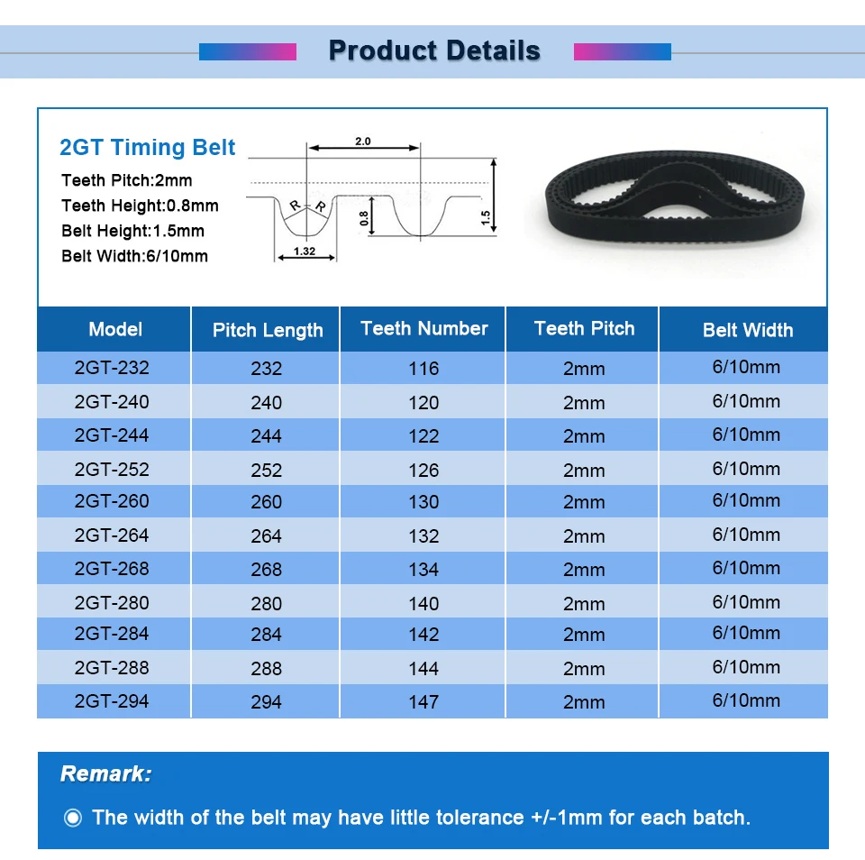 2GT зубчатый ремень резиновый зубчатый Ремни GT2-232/240/244/252/260/264/268/280/284/288/294 замкнутый контур 6/10 мм Ширина Шестерни ролик ремня