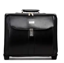 De alta calidad comercial bolsa de viaje negro equipaje 16 carro de equipaje portátil del zurriago del cuero genuino