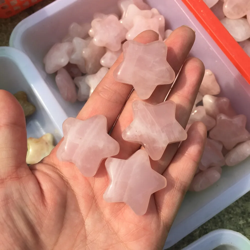 

3pcs Natural rose Crystal gemstone Star meditation healing chakra polished quartz crystal star as gift