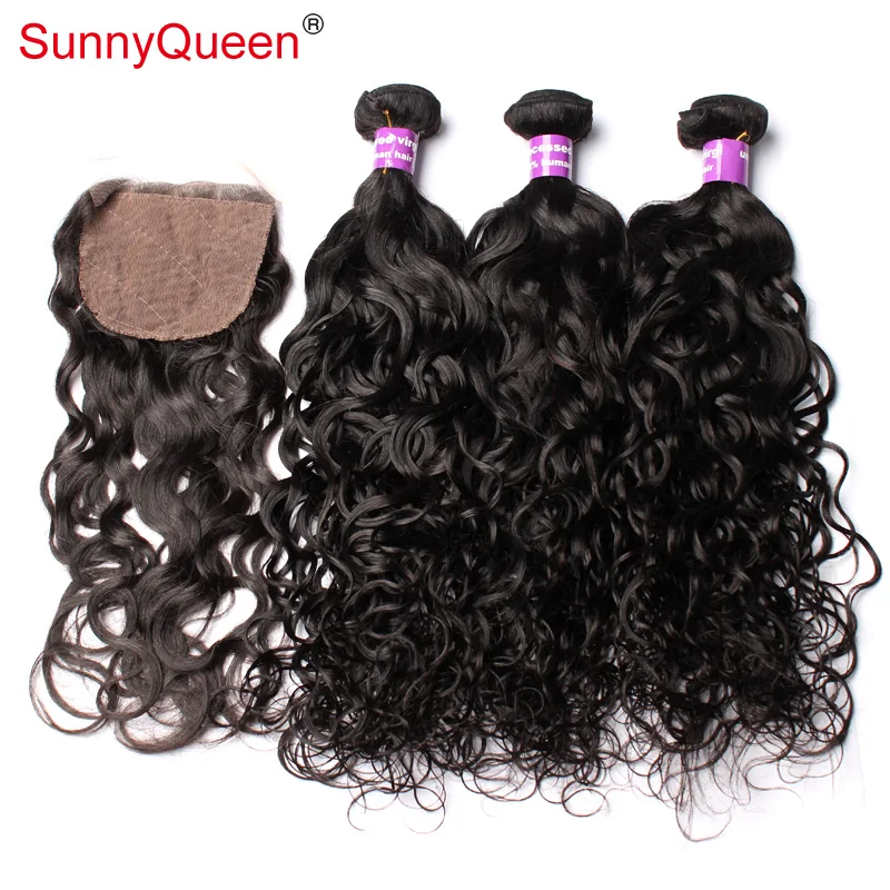 

Silk Base Closure With Bundles Brazilian Virgin Hair With Closure Wet Wave 4 Pieces Lot Human Hair 3 Bundles With Silk Closure