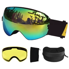 LOCLE лыжные очки противотуманные UV400 сферические лыжные очки Лыжные Сноуборд очки двойные линзы лыжные очки с дополнительными линзами и коробкой