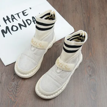 

Japanese Wild Women Boots Wool Nice Casual Socks Bare Boots Handmade Comfort Booties Fashion Retro Soft Bottom Martin Boots