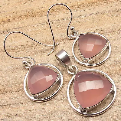silver pendant plated matching earrings birthstone rose gift quartz jewelry