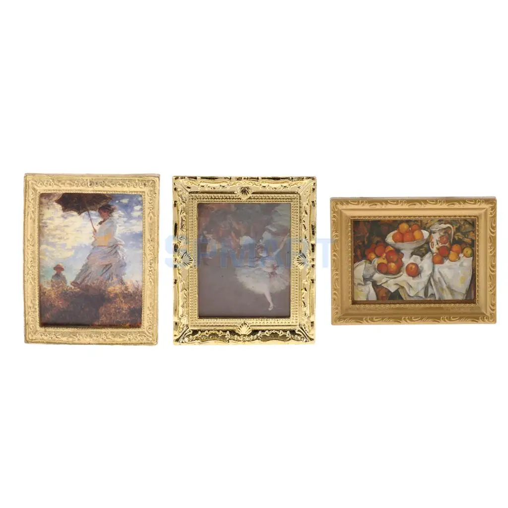 Fashion Vintage Photo Painting Mural Wall Picture for 1:12 Miniature Dollhouse