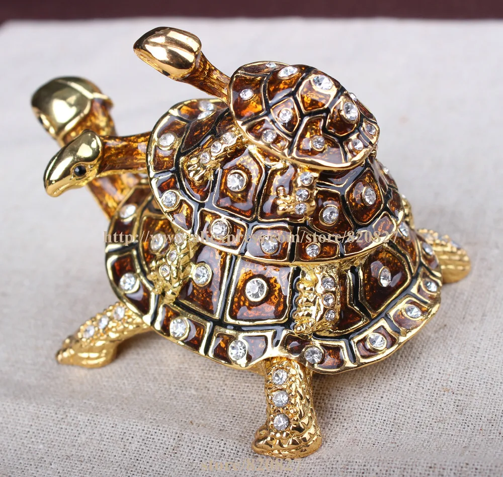 Turtle Bejeweled Collectible Trinket Jewelry Box Turtle Collectible