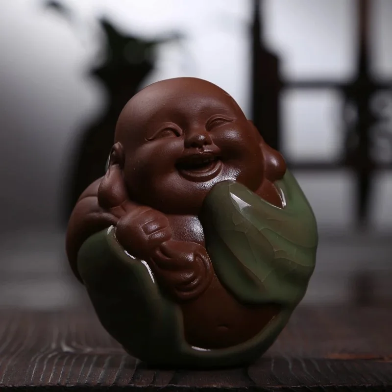 NOOLIM 1 шт. ручной работы Маленький Будда чай для домашних животных аксессуары статуя маленький монах Йога керамические украшения чайный набор аксессуары - Цвет: 23