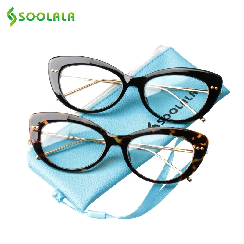 SOOLALA CatEye очки для чтения Женские винтажные модные дизайнерские очки для чтения с заклепками+ 0,5 до 4,0 новое поступление