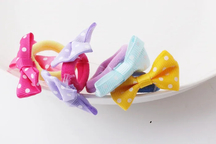 New Children's Bowknot Dot Elastic Hair Bands Colorful Hair Ring Cute Girl Princess Hair Rope For Children Acessorio De Cabelo T
