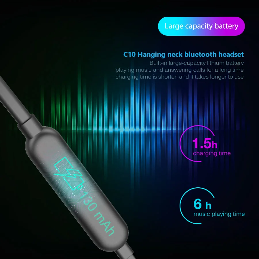 CBAOOO BC10 Bluetooth Headphone Wireless Earphone Bluetooth Headset Sport Hanging Neck with Microphone for android iphone