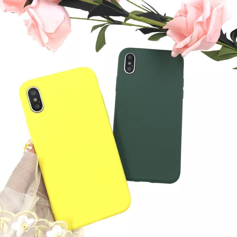 Милые однотонные Чехлы LOVECOM для телефонов iPhone XS Max XR 6 6 S 7 8 Plus X XS, мягкий силиконовый Простой Модный чехол