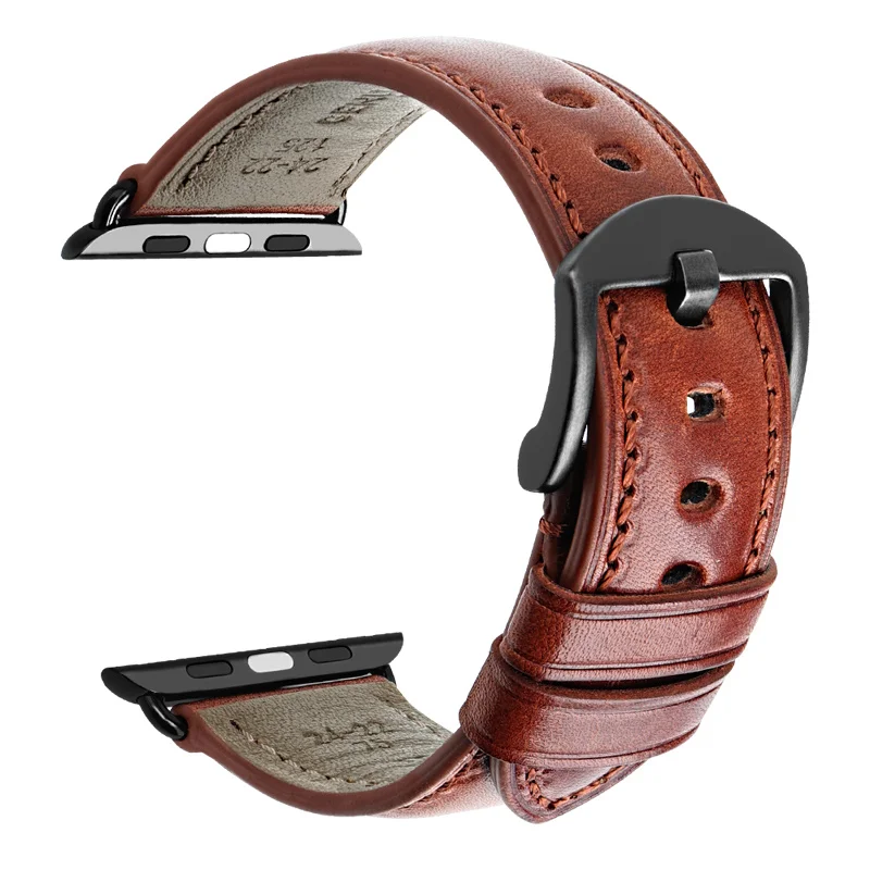 MAIKES для Apple Watch Band 44 мм 40 мм iWatch Series 4 3 2 1 Apple Watch Band 42 мм 38 мм кожаный ремешок аксессуары для часов браслет - Цвет ремешка: Dark Brown B