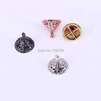 

20Pcs Handmade Brass Metal Mirco Pave CZ Connector Tassel Bead Caps jewelry making