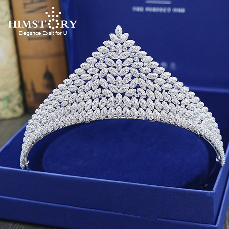 Himstory Brides Full Zircon Tiara Crown Large Size Royal