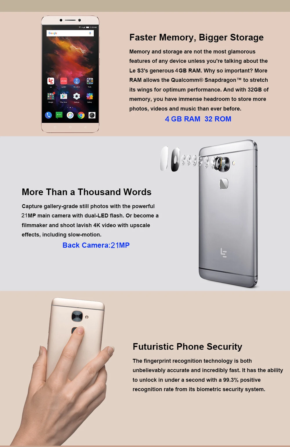 Letv LeEco Le S3 X626, сеть 4G LTE, мобильный телефон, Deca Core, Размер экрана 5," 1920X1080 3/4 ГБ Оперативная память 16/32 ГБ флэш-памяти, Встроенная память Android 6,0 отпечатков пальцев