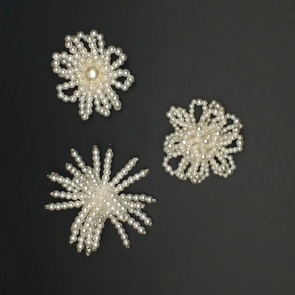 

Hand Rhinestone Patch costume DIY bead white spearl Crystal tassel pendant Sew on Applique fringed patch accessory FOR shoes