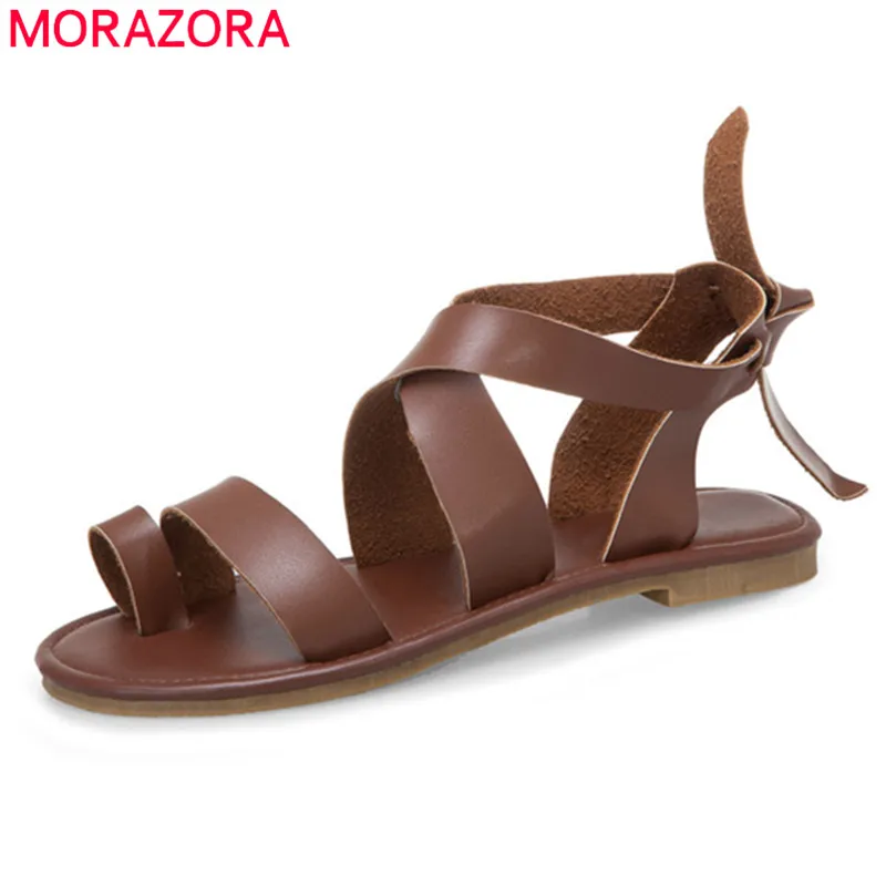 

MORAZORA 2019 new arrival women rome sandals solid colors concise summer shoes comfortable flat sandals casual shoes woman