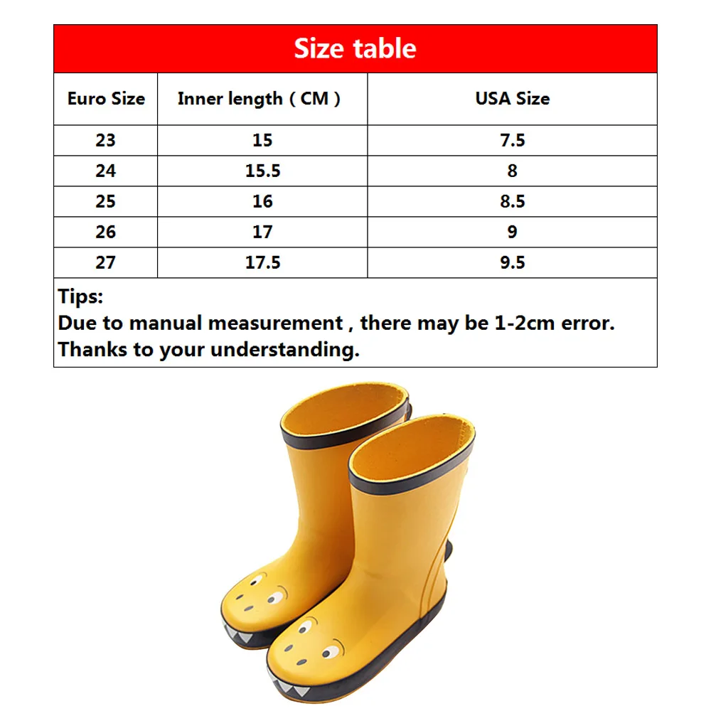 Детские непромокаемые сапоги; Водонепроницаемая нескользящая обувь для мальчиков и девочек; непромокаемые сапоги с рисунком динозавра;