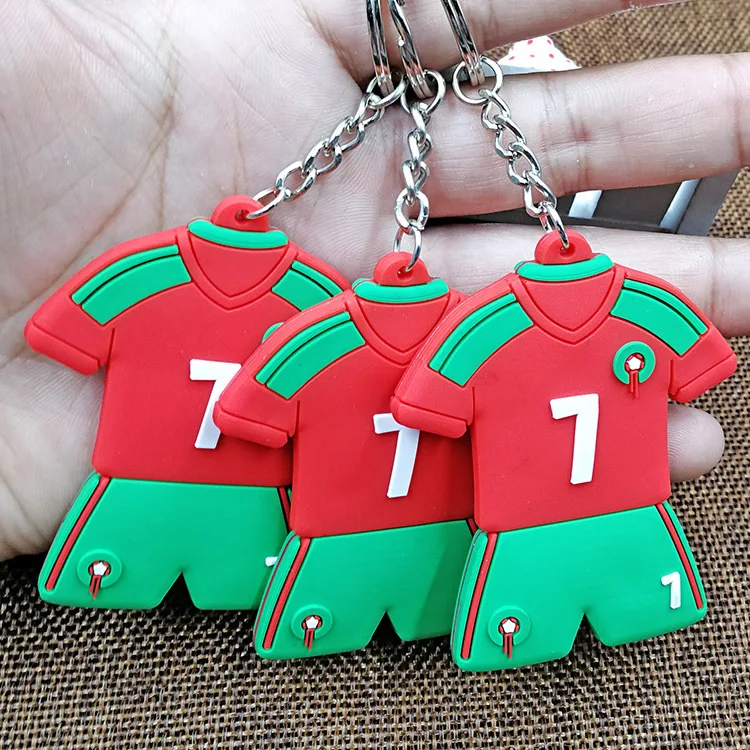 Hotsale Innovative Football Jersey Key Pendant Custom PVC Soft Rubber