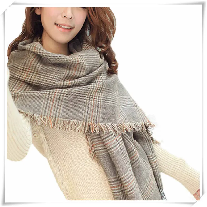 Newly Design Fashion Large font b Tartan b font Scarf Shawl Stole Checked Wool Blend With