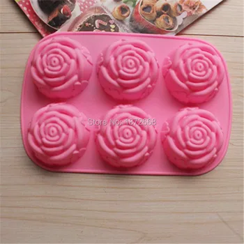 

DIY silicone molds 6 lattices rose cake pudding molds soap moulds 20pcs Free DHL/Fedex