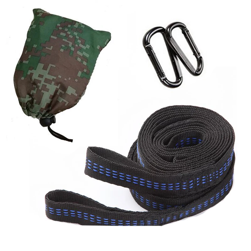 

2m 2pcs straps with 2pcs buckles Outdoor Hammock Tree Straps Belt Adjustable Hanging Rope+Hook+Storage Bag Set hammock straps