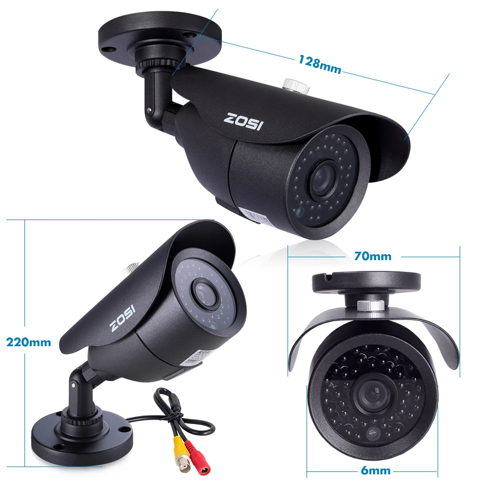 ZOSI HD 960H 1000TVL CMOS 42 шт. ИК светодиоды Высокое разрешение день/ночь водонепроницаемая