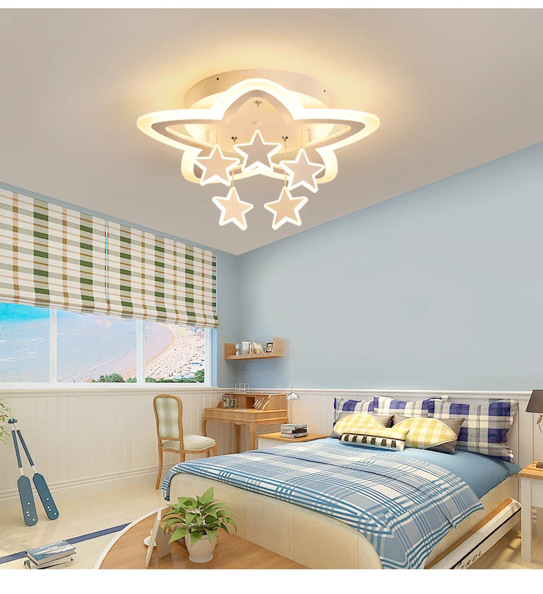 Современные творчества звезды Детская комната потолочный светильник для мальчика лампа для детской спальни гостиная загорается