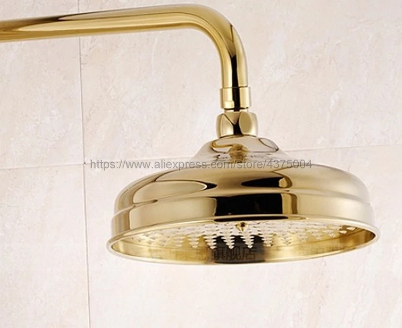 

8 Inch Gold Color Round Shower Head Brass Water Rains With Shower Bathroom Top spray Nsh050