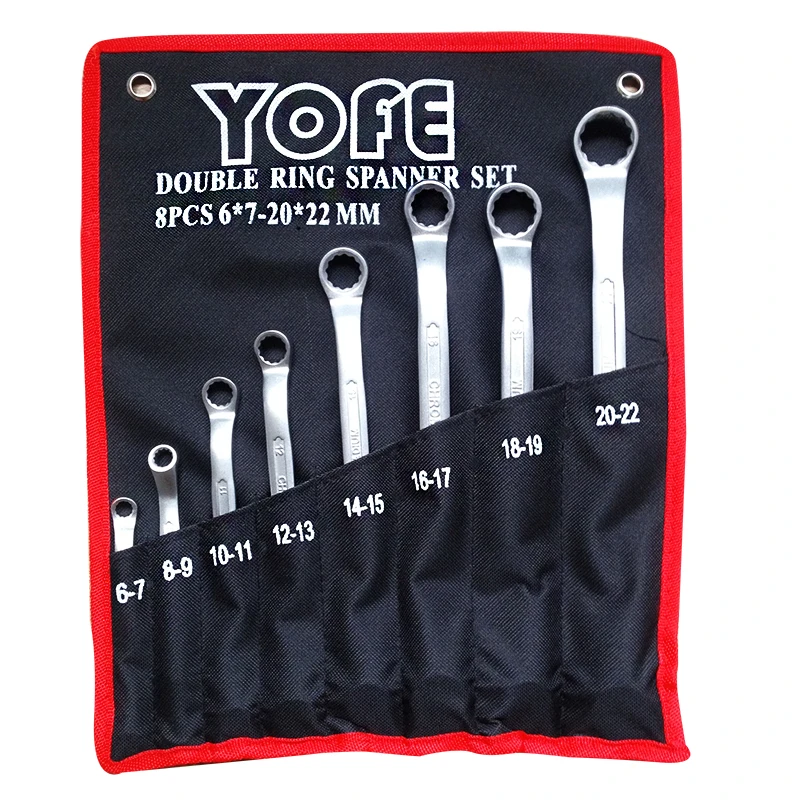 YOFE Double Ratchet Spanner wrench canvas Bag 8PCS/set tool gear ring
