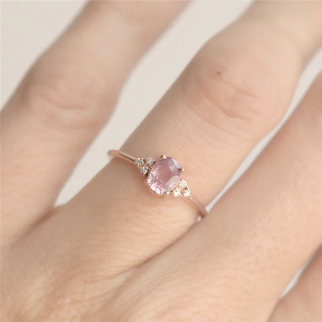 Pink Zircon Engagement Rings For Women Rose Gold Female Wedding Ring Dainty Valantine’s Gift For Girlfriends Romantic Jewelry R5