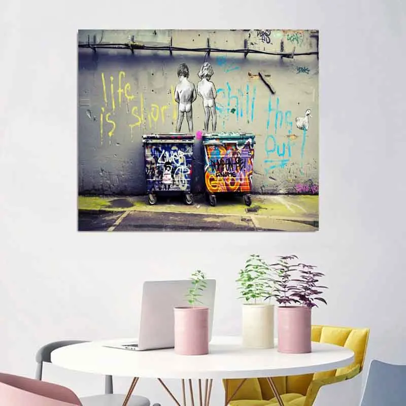 Художественная жизнь короткая Граффити Девушка Холст Картина модульные картины для гостиной Плакат на стене украшение дома - Цвет: BK066(With Frame)