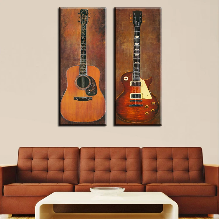 2 шт. декоративные настенные картины на холсте с изображением гитары|wall painting|print on