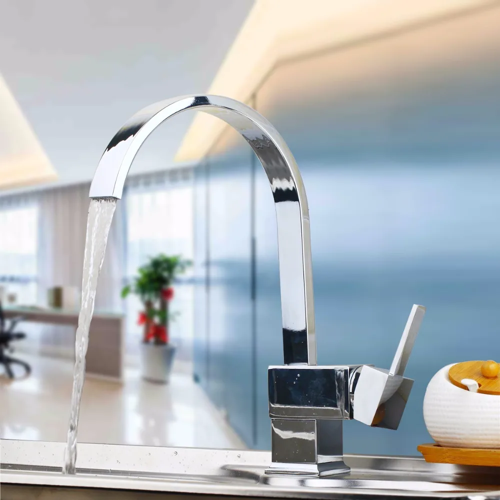 De Only Free Shipping New design faucet chrome silver swivel kitchen sink Mixer tap kitchen faucet