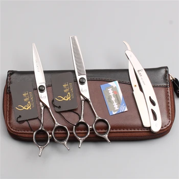 

3Pcs 6.0" 17.5cm 440C Mr Rabbit Barber Shop Cutting Shears Thinning Scissors Professional Hair Scissors With Razor Add Bag T9018