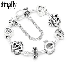 DINGLLY посеребренный змеиная цепь Любовь бисер браслет для женщин мужчин и девочек мальчиков DIY брендовые ювелирные браслеты