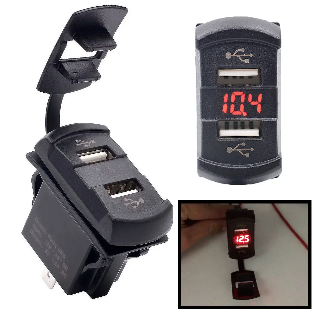 WUPP Waterproof 4.2A Dual USB Car Charger Power Adapter With LED Digital Voltmeter Meter Dual USB Socket Charger For Toyota WUPP Waterproof 4.2A Dual USB Car Charger Power Adapter With LED Digital Voltmeter Meter Dual USB Socket Charger For Toyota