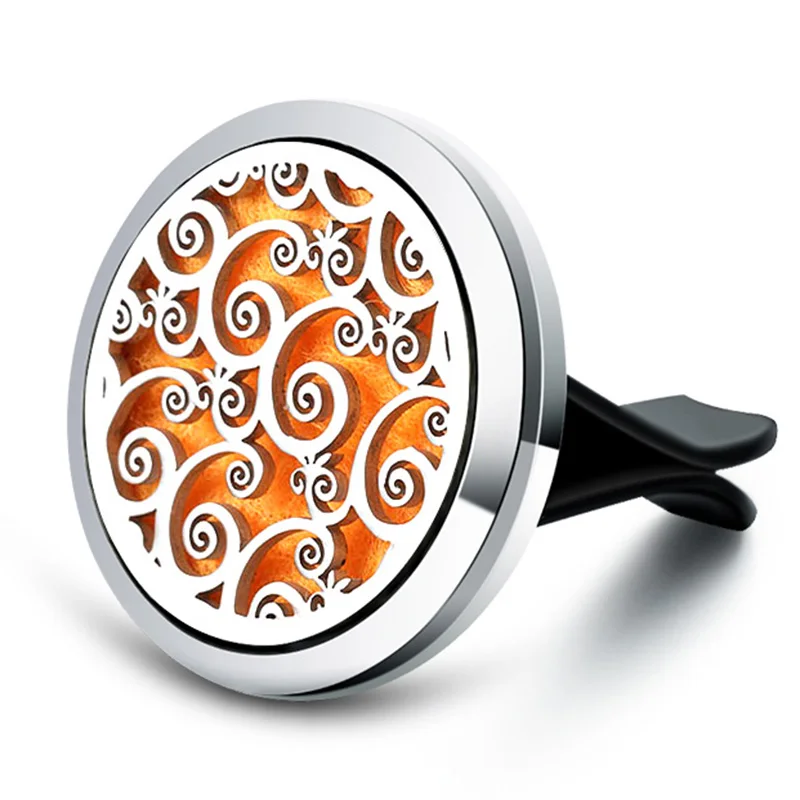 

Swirl Pattern Perfume Air Freshener Diffuser metal Stainless Vent Freshener Essential Oil Diffuse Pendant New Store Promotion