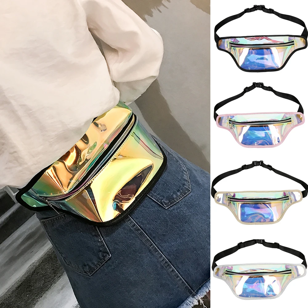 Для женщин Путешествия талии Fanny Pack деньги ремень кошелек Блеск Многоцветный Бум Сумка