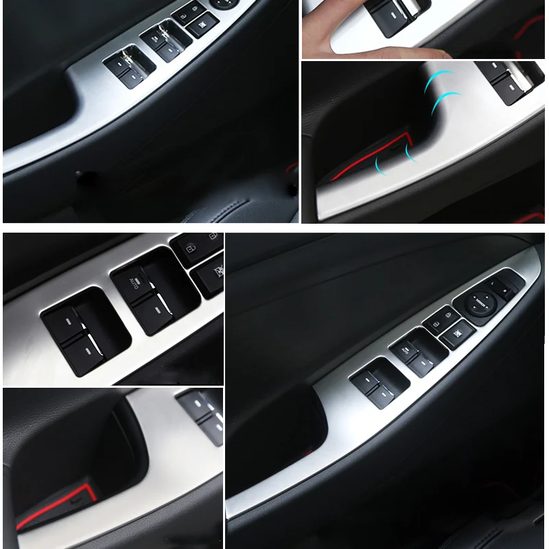  Car Interior Door Armrest Panel Window Switch Lift Buttons Cover Trim Sticker For Hyundai Tucson 20