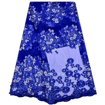 

African French Tulle Lace Fabric With Rhinestones African Lace Beads Embroidered Mesh Lace Fabric For Party Dress 1167